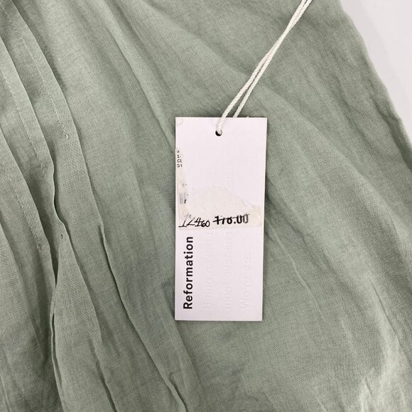 Reformation Green Tucker Eyelet Trim Mini Dress | Size XL - Picture 8 of 8